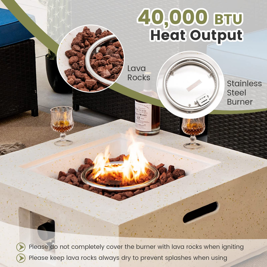 Giantex Patio Fire Pit Table - 40,000 BTU Terrazzo Propane Gas Fire Table