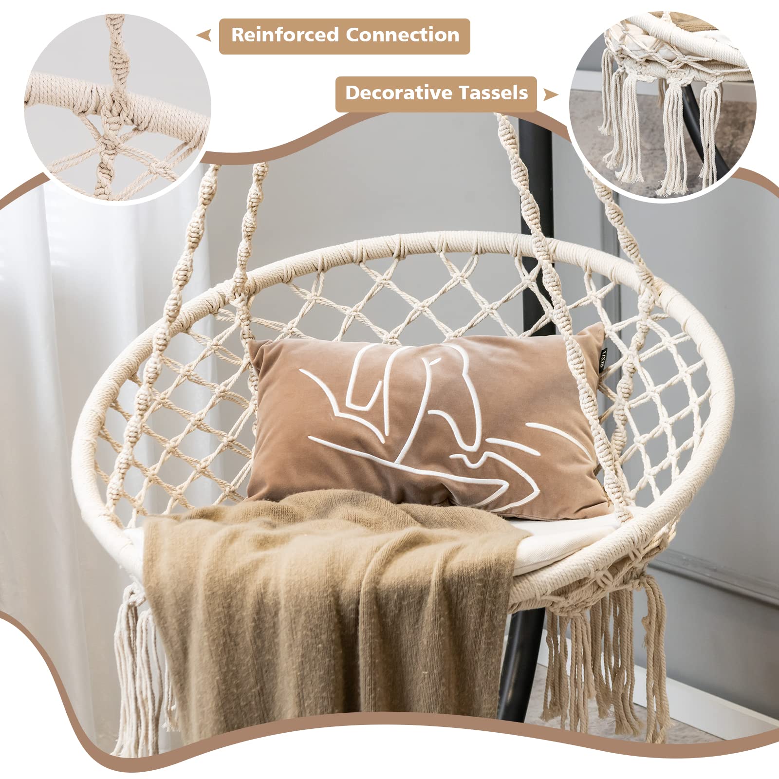 Hammock Chair Macrame Swing - Giantex