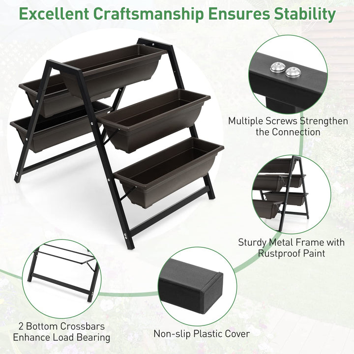 Giantex Set of 2 Vertical Raised Garden Bed, 5 Planter Boxes Container w/ Drainage Holes