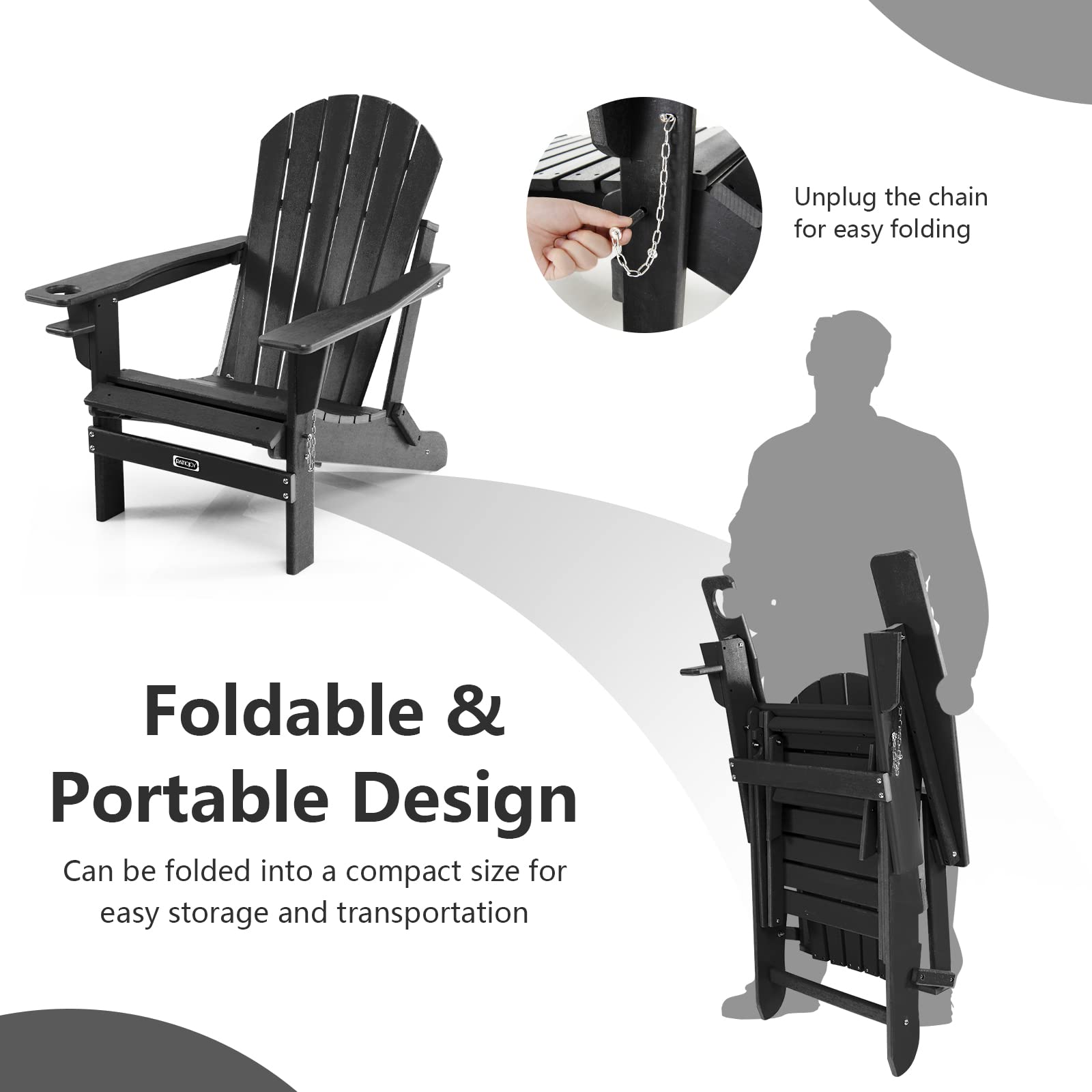 Giantex Folding Adirondack Chair, HDPE Patio Chairs Fire Pit Lounge Chair