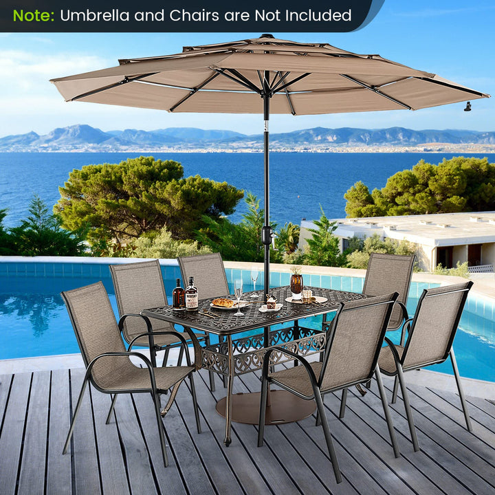 Giantex Patio Dining Table, Cast Aluminum Outdoor Table for 6 or 8 Persons, Heavy-Duty Structure