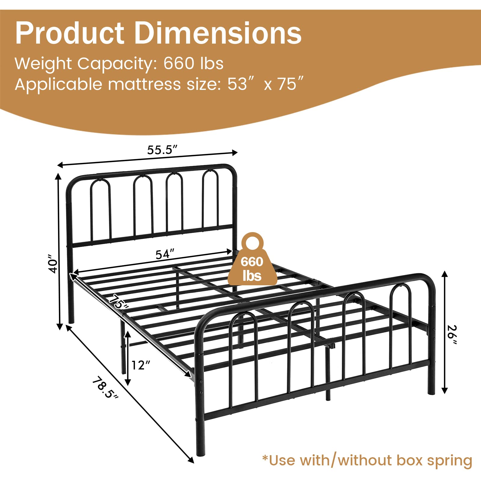 Giantex Full Size Metal Bed Frame, Modern Bed Frame