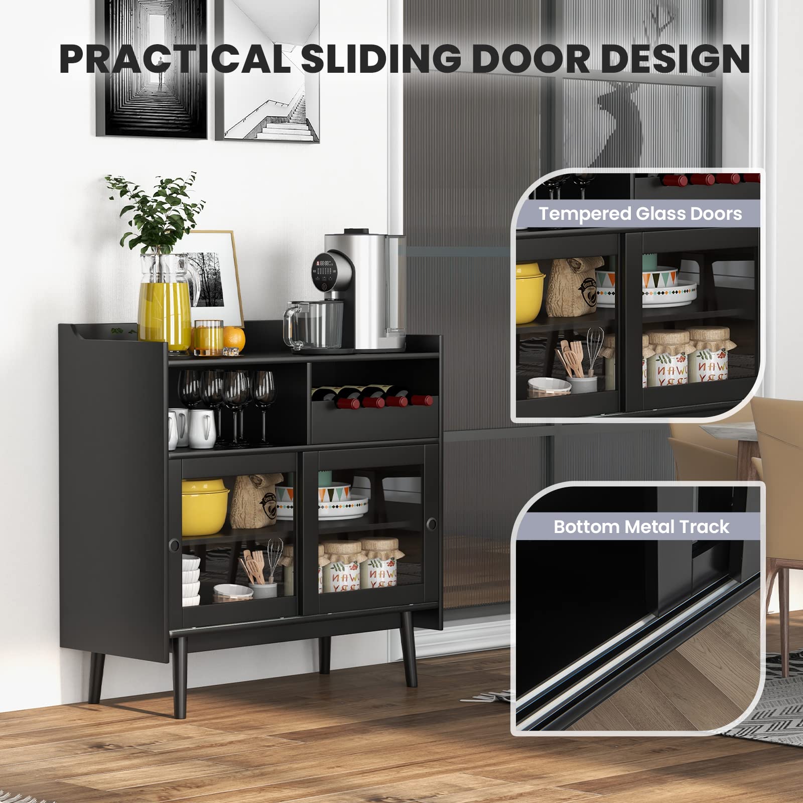 Giantex Buffet Sideboard, Modern Coffee Bar Storage Cabinet