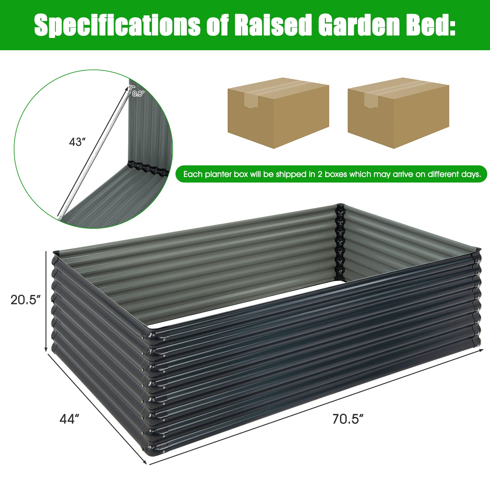 Giantex Galvanized Raised Garden Bed