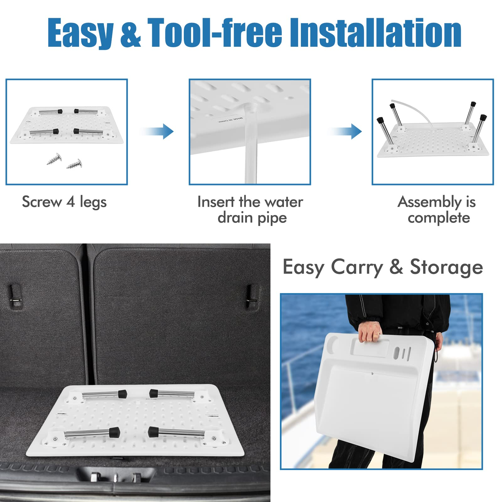 Giantex Small Folding Fish Cleaning Table with Knife Groove