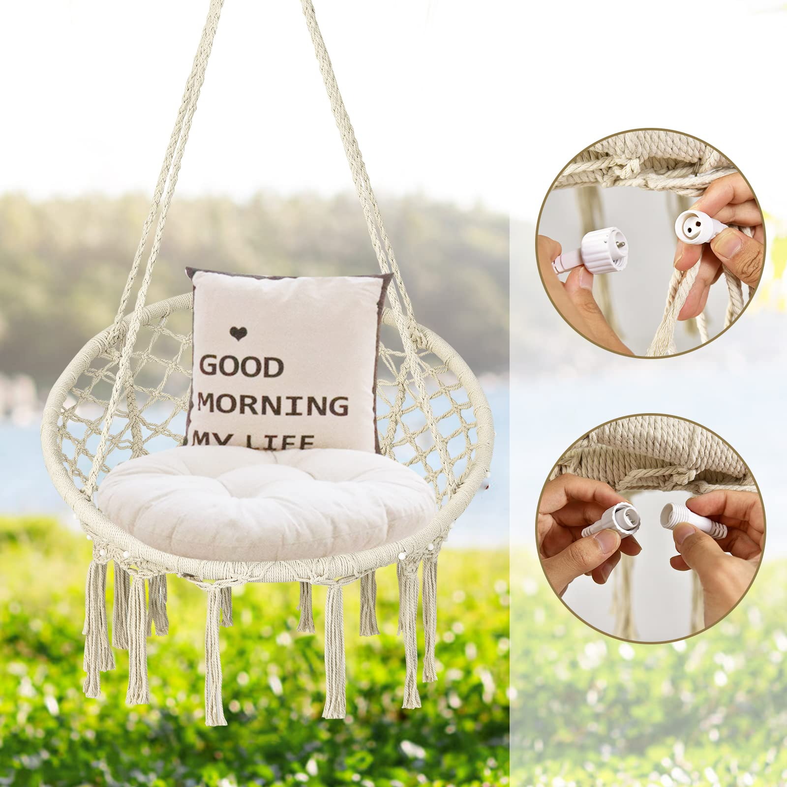 Hammock Chair with Led Lights - Giantex