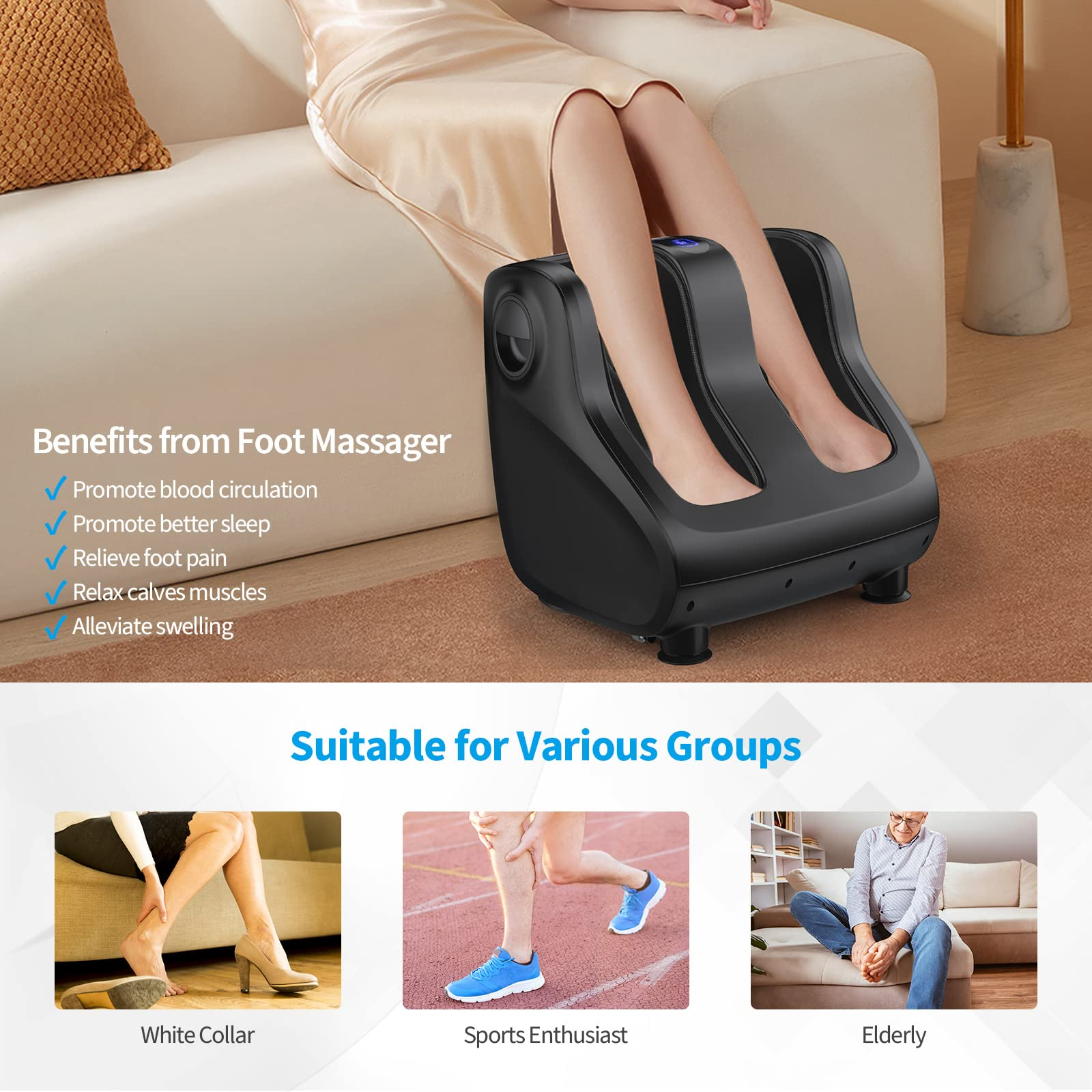 Giantex Shiatsu Foot and Calf Massager w/ Adjustable Tilt Base