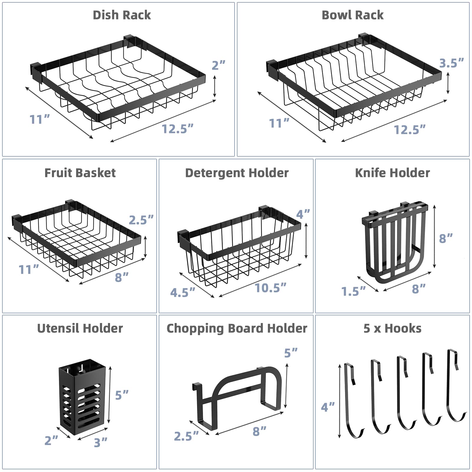 Giantex Over Sink Dish Drying Rack, 2-Tier Dish Drainer with Adjustable Length 21"-39" (Black)