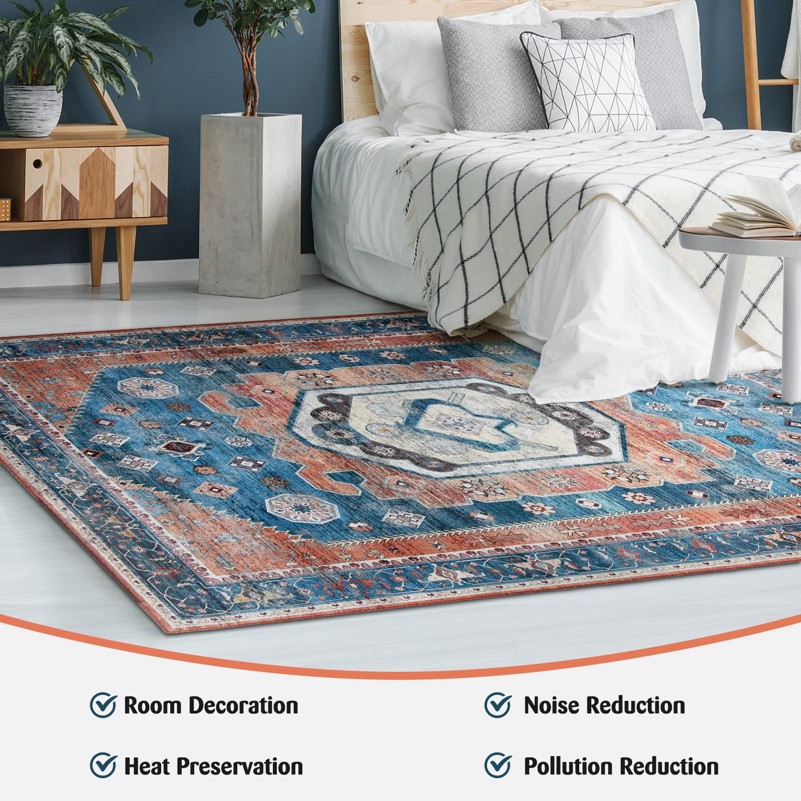 Giantex Area Rug, Easy to Clean Comfy Chic Vintage Floor Decoration Large Boho Area Carpet Rugs