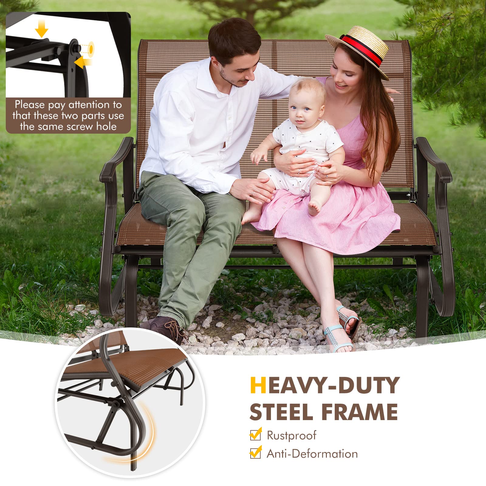 Giantex Outdoor Glider Bench Chair - Extra-Large 2 Person Loveseat
