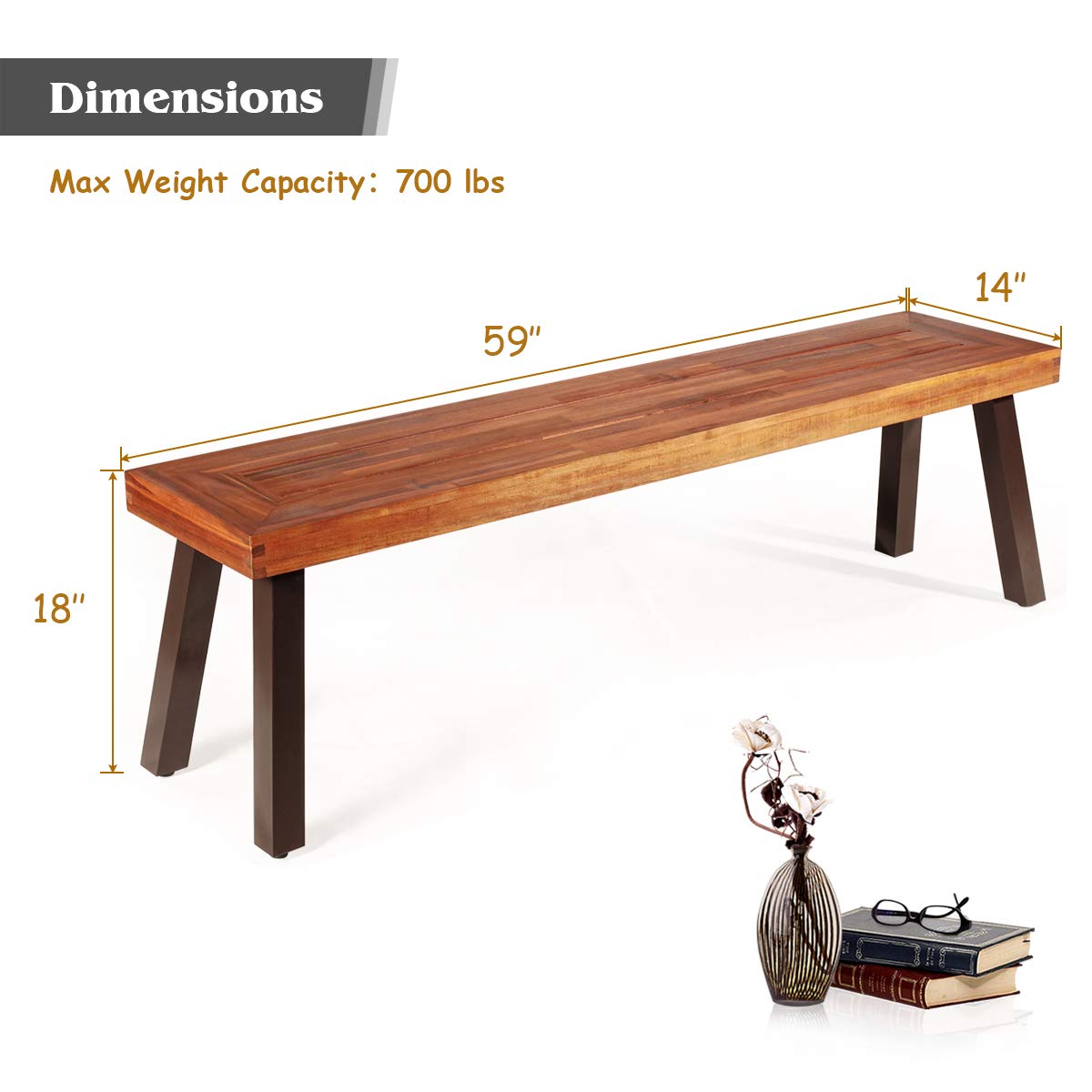 Giantex Set of 2 Outdoor Bench, Acacia Wood Patio Seating (2)