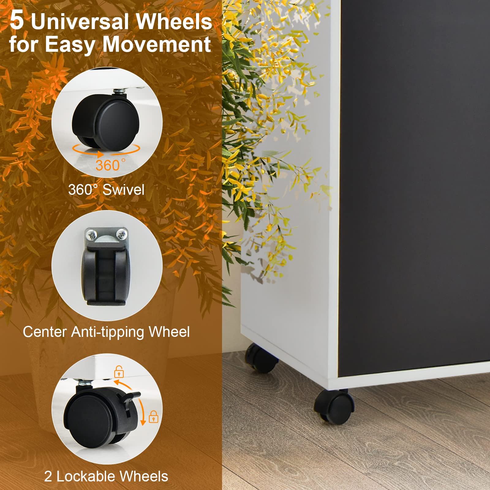 Giantex Mobile File Cabinet on Wheels - Lateral Filing Cabinet w/Drawer