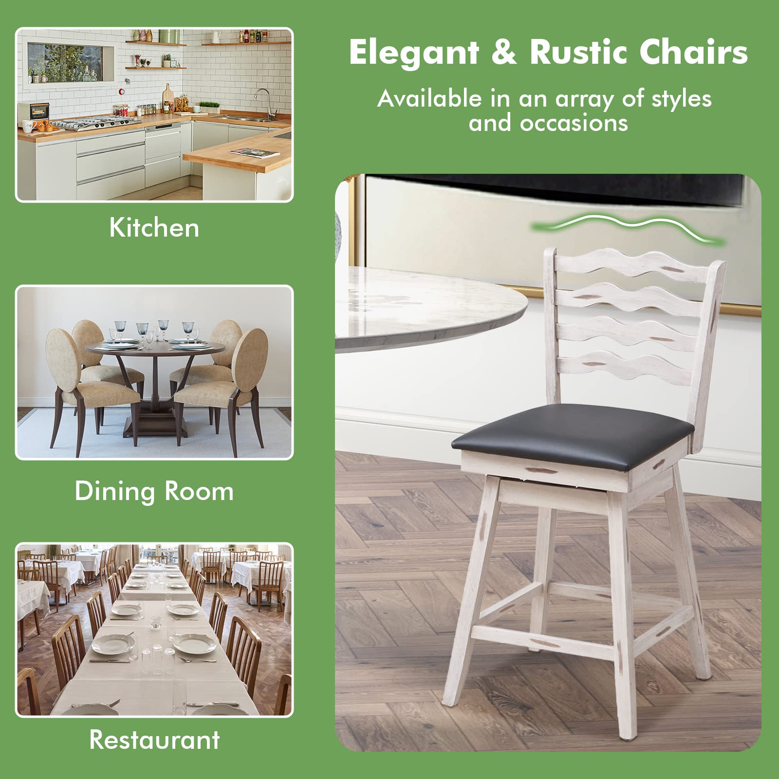 Giantex Wooden Upholstered Barstools for Kitchen Island