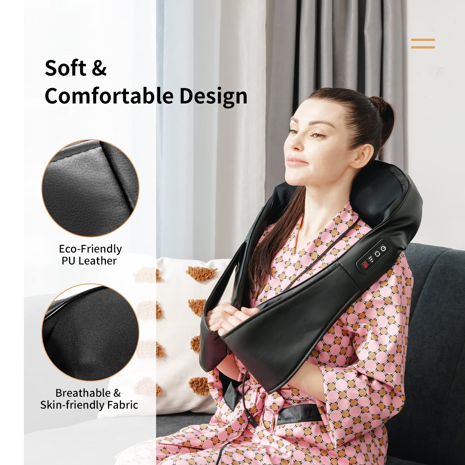 Giantex Shiatsu Neck Back and Shoulder Massager w/Heat, Deep Tissue 3D Kneading Massage Pillow for Back