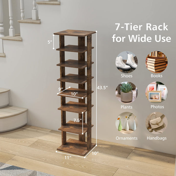 Giantex 7-Tier Vertical Shoe Rack, Corner Shoe Storage Organizer for 7 Pairs, Freestanding Narrow Shoe Rack