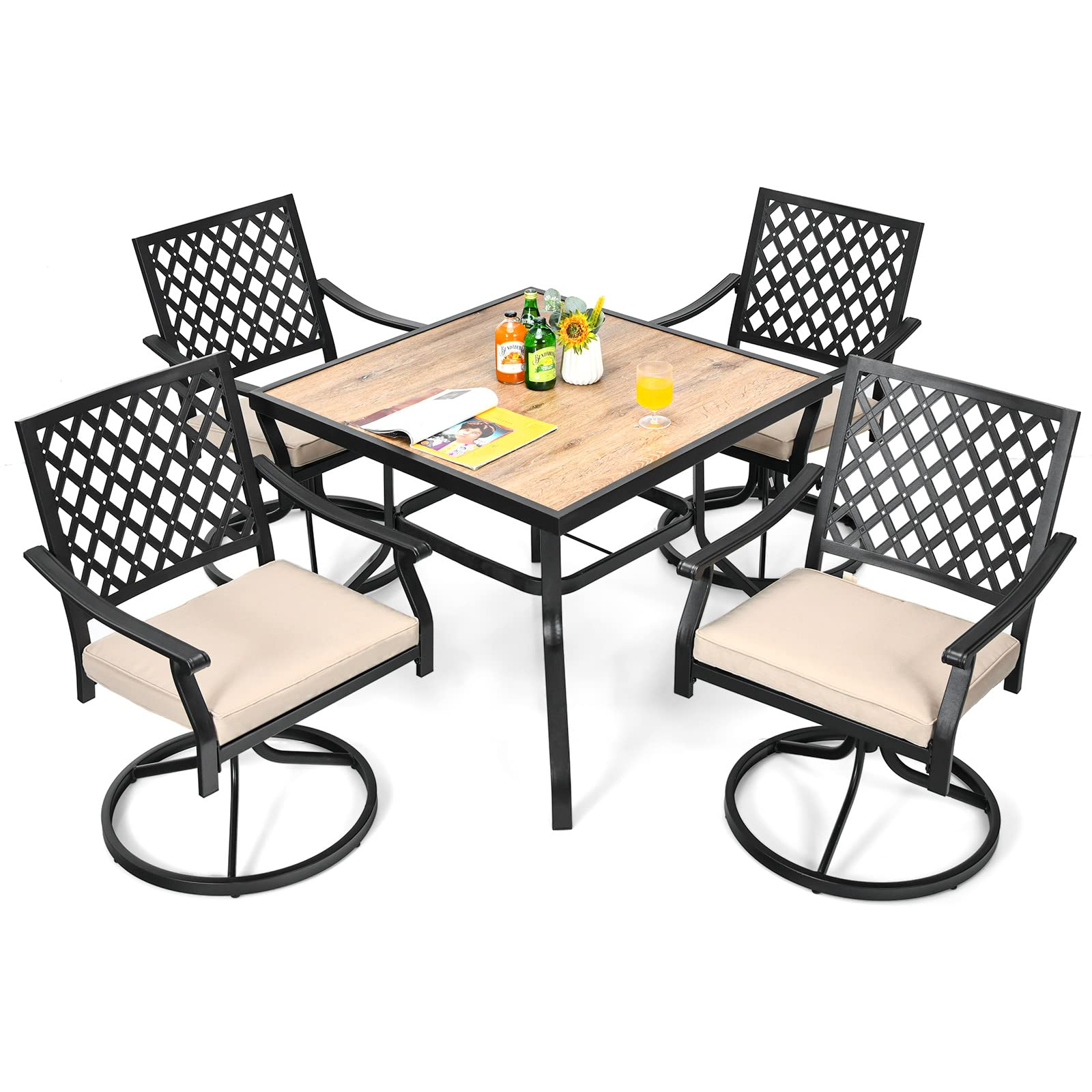Giantex 2 Pack Swivel Outdoor Chairs, Set of 2 Patio Dining Rocking Chairs