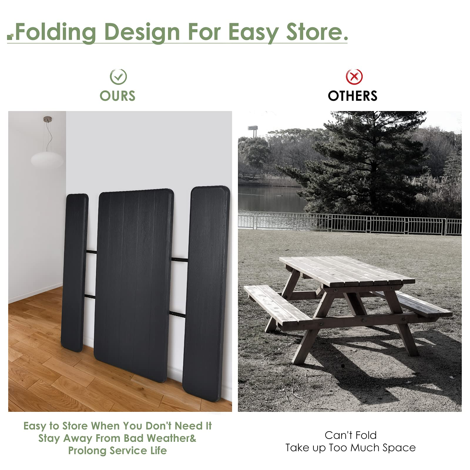 Giantex Folding Picnic Table Bench Set, Outdoor Dining Table Set