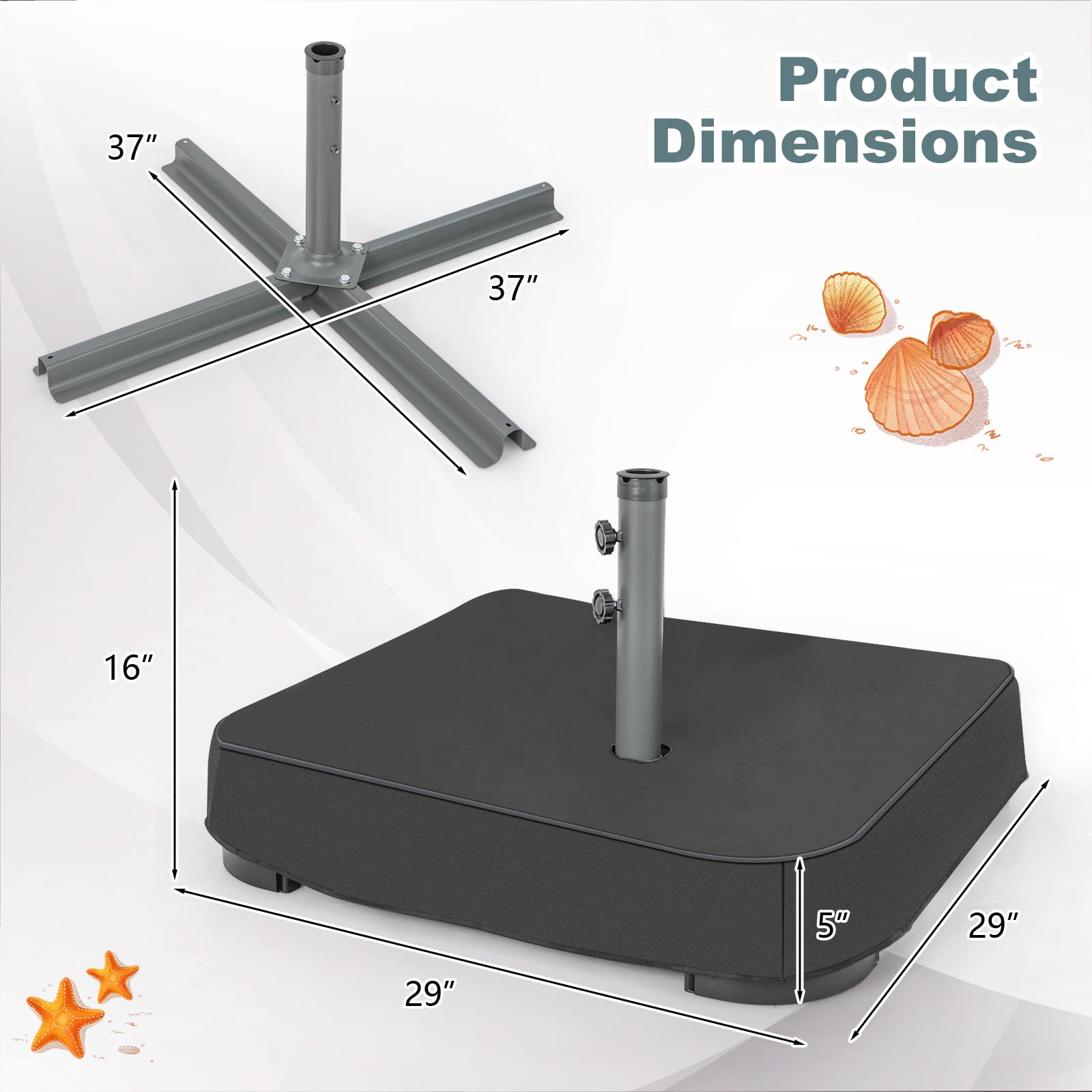 200 lbs Filled Umbrella Base - Giantex