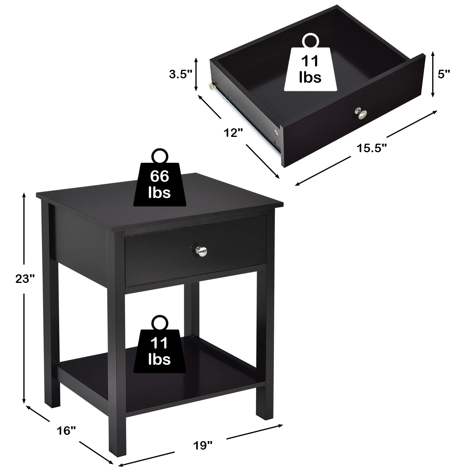 Multifunctional Bedside Sofa Side Table, Accent Home Furniture w/Stable Frame