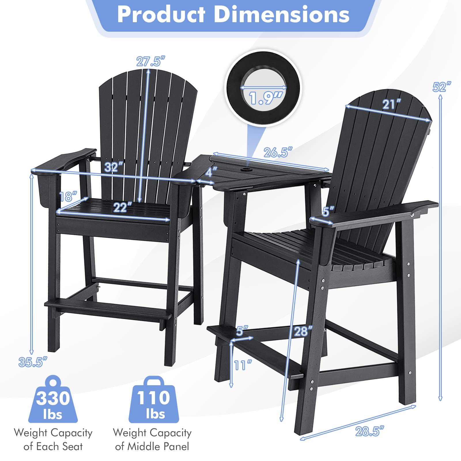 Giantex Tall Adirondack Chair Set