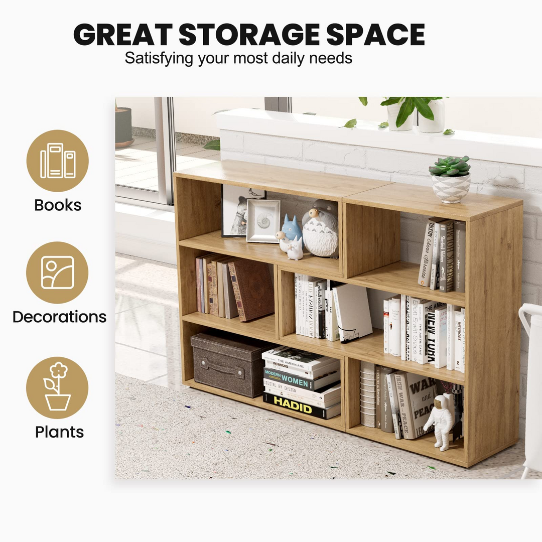 Giantex Open Shelf Bookcase, Separable Cube Bookshelf TV Stand w/ 6 Grids