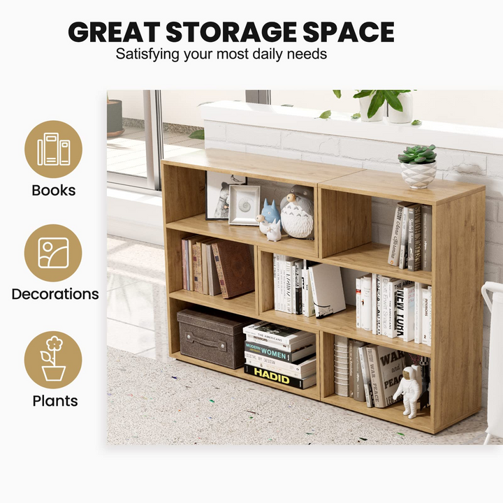 Giantex Open Shelf Bookcase, Separable Cube Bookshelf TV Stand w/ 6 Grids