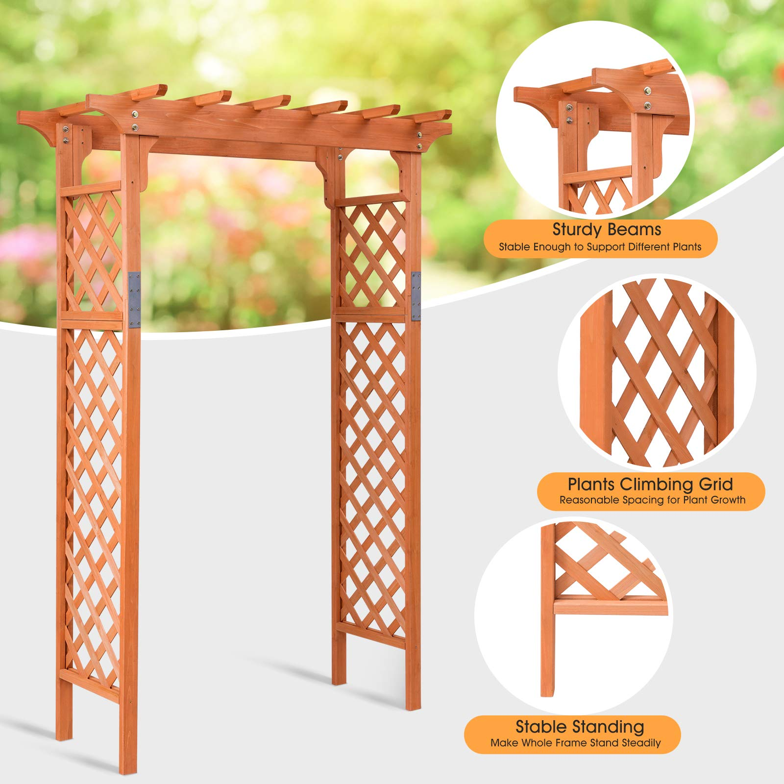 Giantex 88inch Wood Garden Arbor