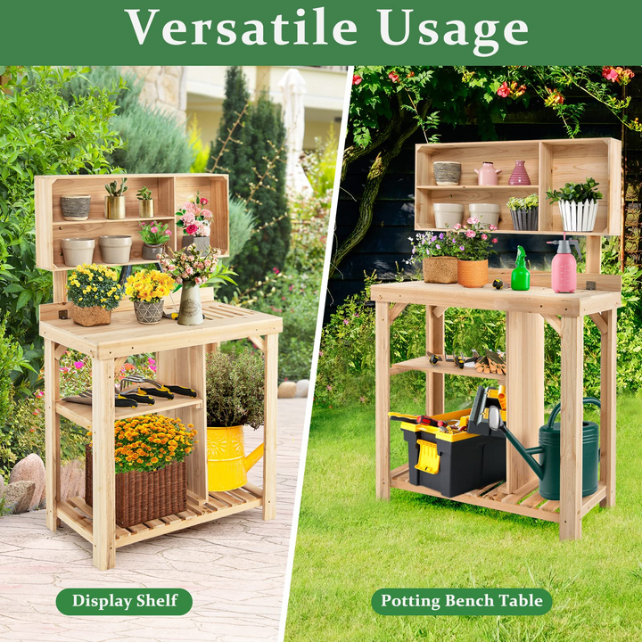 Giantex Potting Bench, Garden Potting Table with Storage Shelf