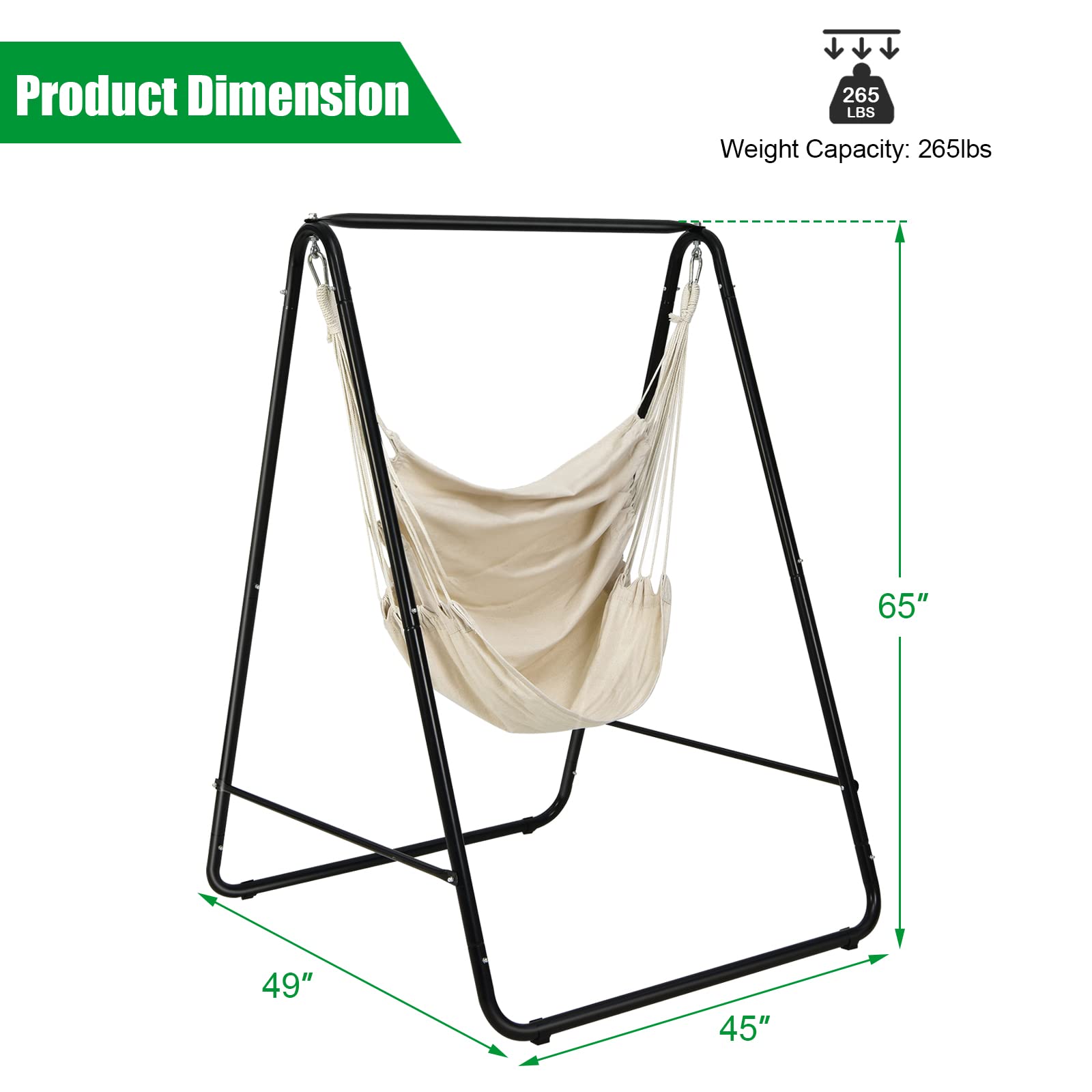 Heavy-Duty Powder-Coated Steel Stand with Hanging Swing Chair