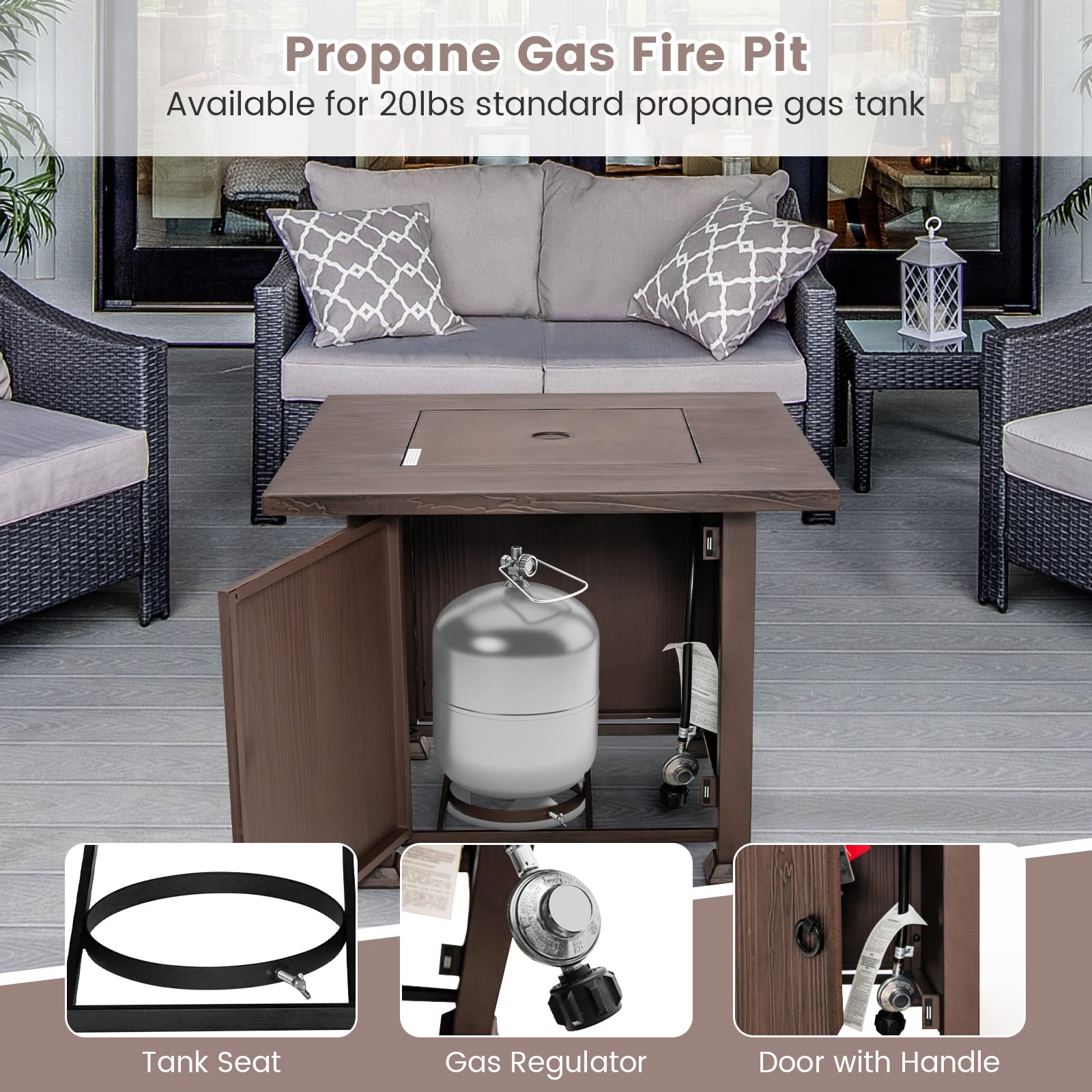 Giantex Gas Fire Pits for Outside - 32” Patio Fire Table