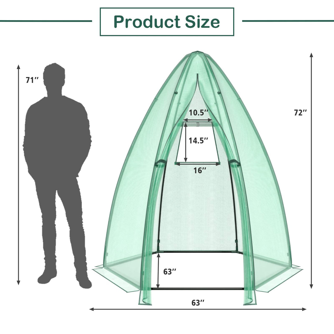 Giantex Portable Walk-in Greenhouse - 5.5’x5.5’x6’ PE Cover, Roll-up Zippered Door, Window
