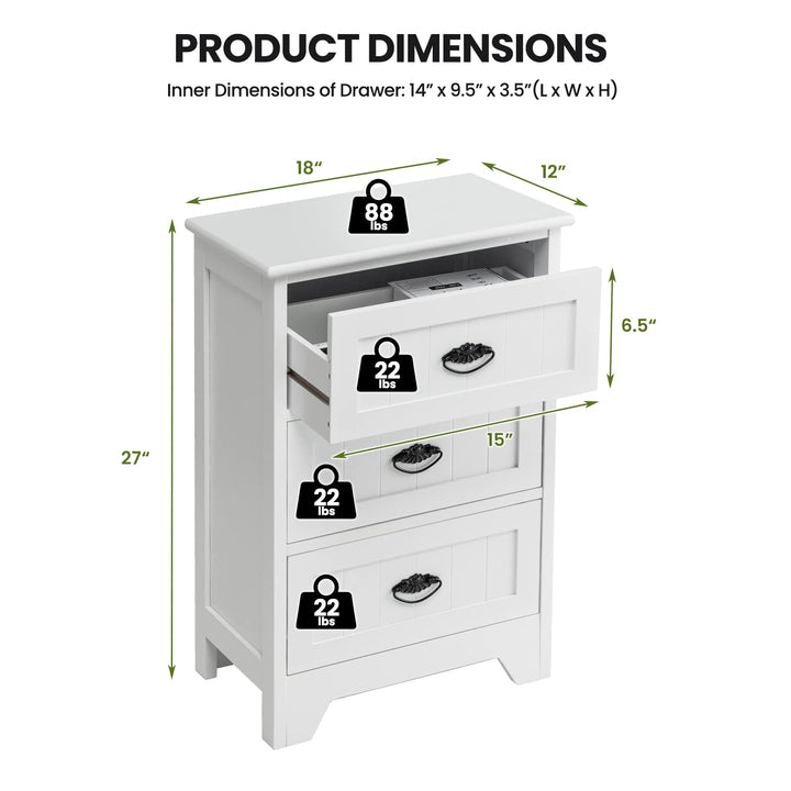 Giantex Nightstand with 3 Drawers, Bedside Table
