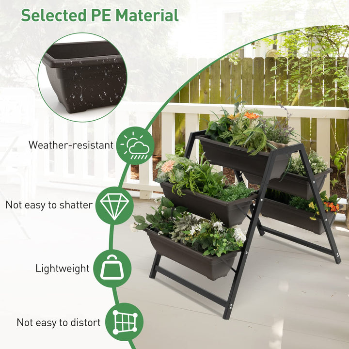 Giantex Set of 2 Vertical Raised Garden Bed, 5 Planter Boxes Container w/ Drainage Holes