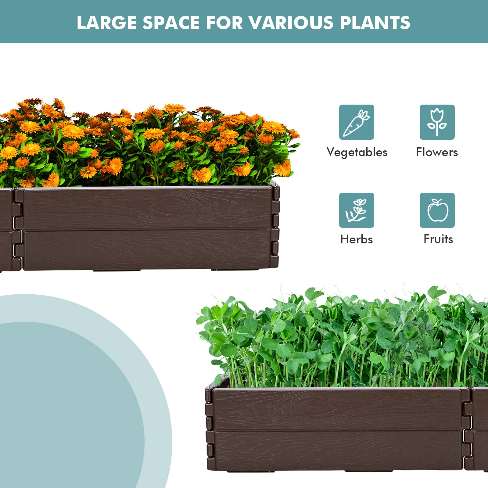 Giantex Planter Raised Bed, 8 Inch Deep, Brown