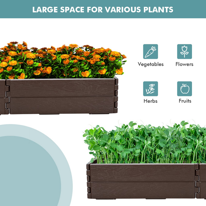Giantex Planter Raised Bed, 8 Inch Deep, Brown