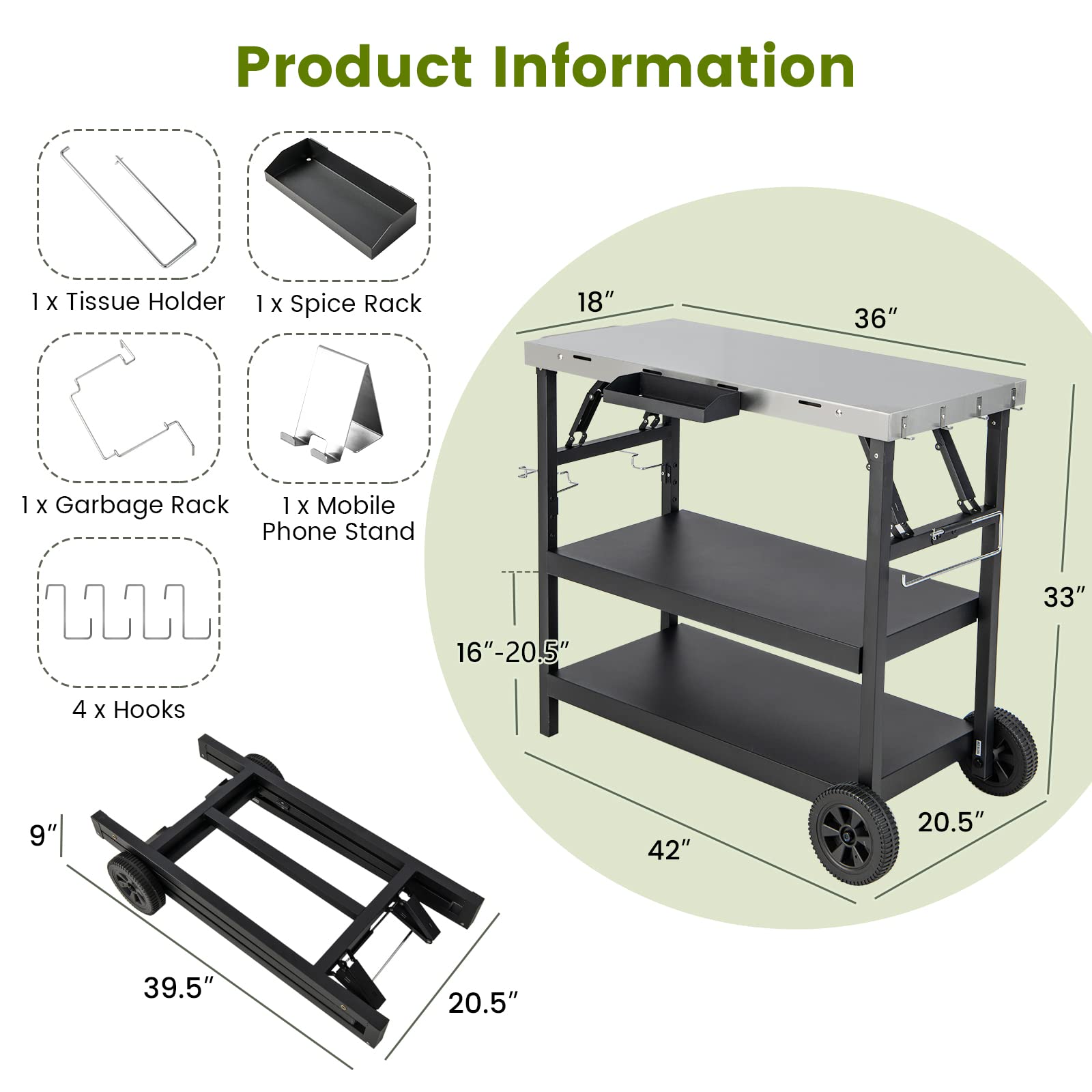 Giantex Outdoor Grill Cart with Wheels