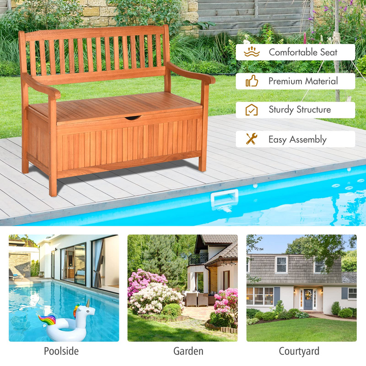 Giantex Patio Bench with Storage, Outdoor Deck Box with Seating for Pool Front Porch Garden Lawn Decor