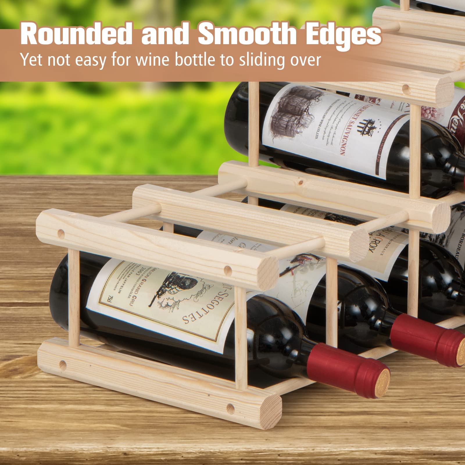 Giantex 36-Bottle Wine Rack Freestanding Floor - Wooden 5-Tier Stackable Wine Storage Shelves