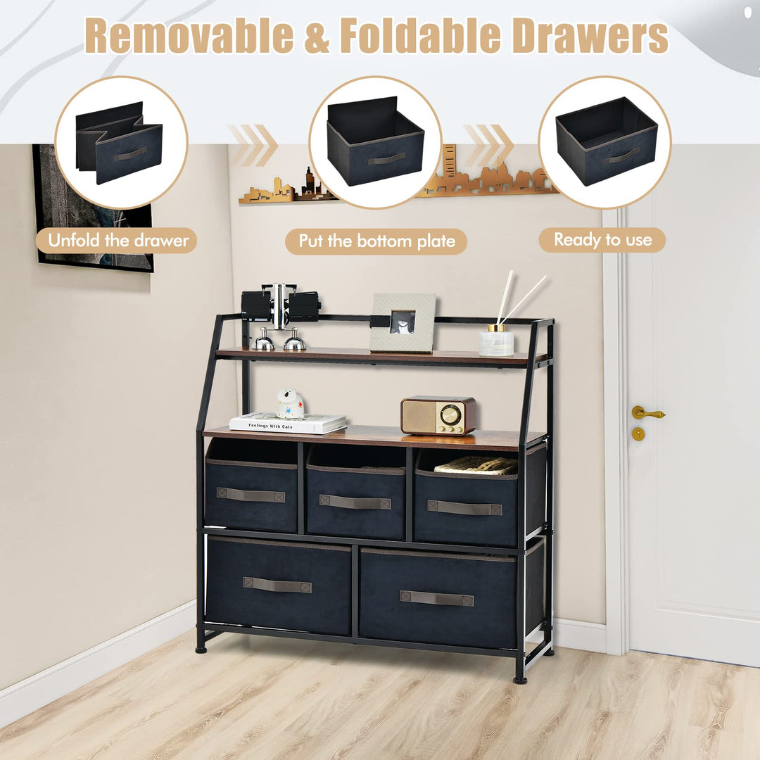 Giantex 5-Drawer Storage Dresser Organizer - Drawer Unit with Top Shelf, Anti-Toppling Design