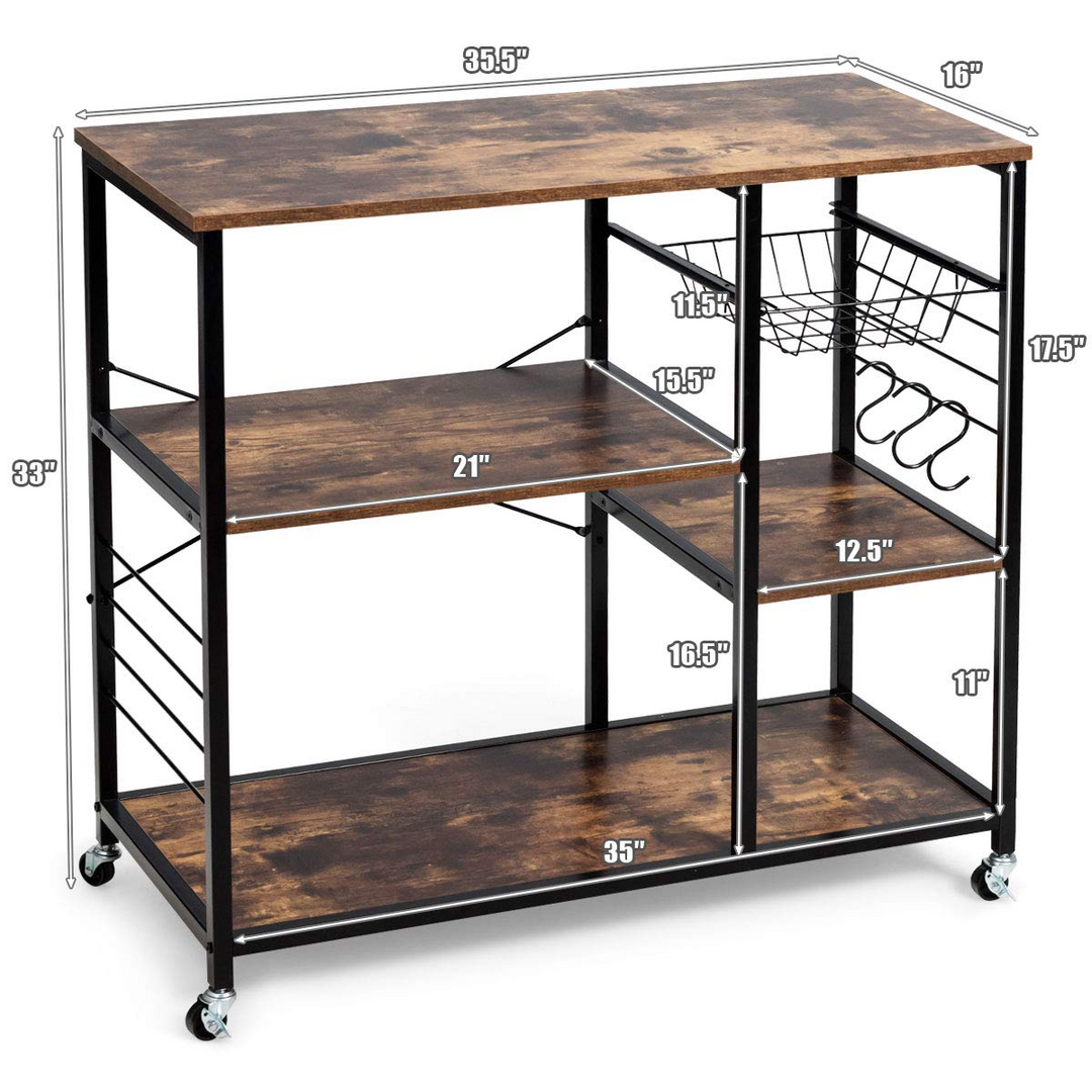 Giantex Industrial Kitchen Baker's Rack with Lockable Universal Wheel