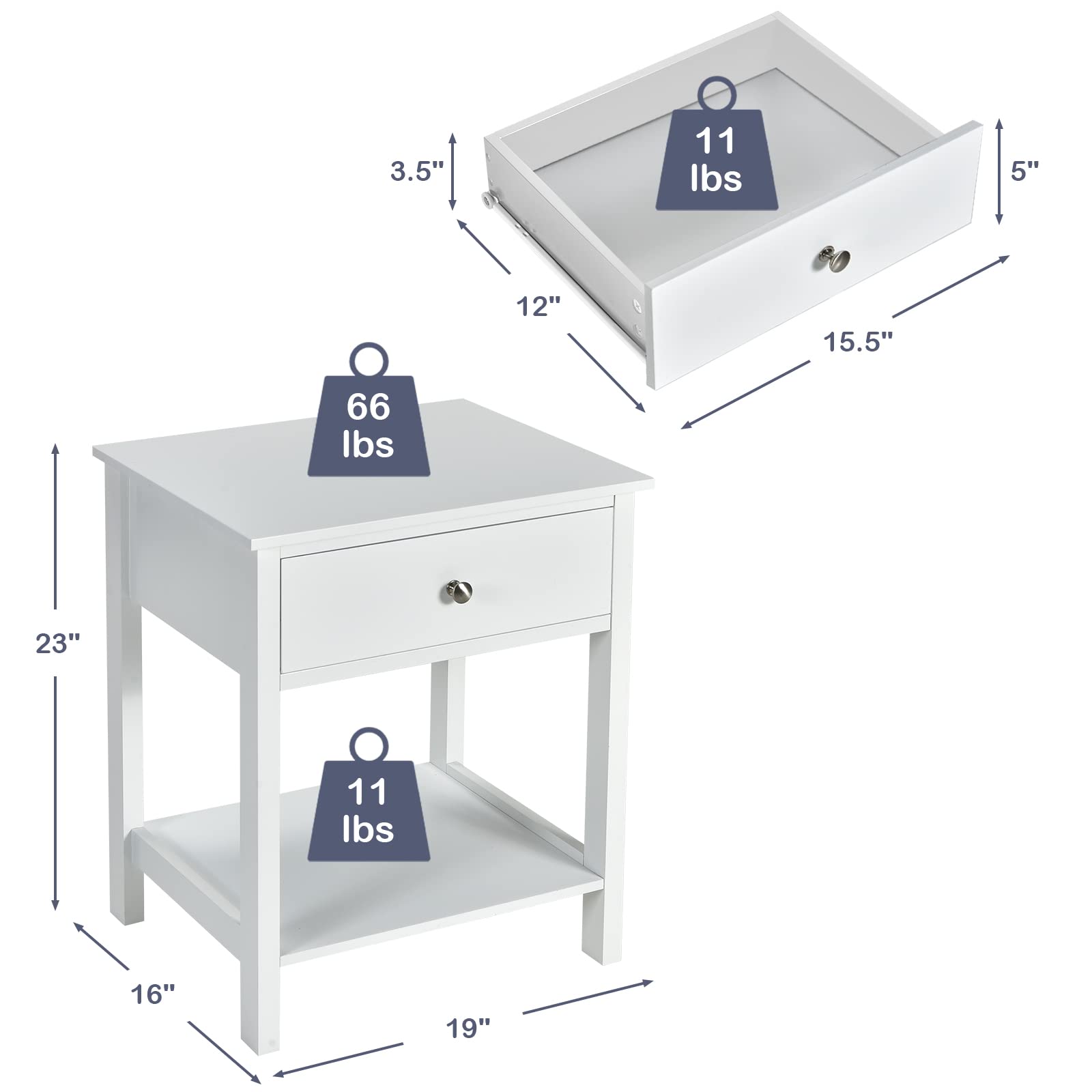 Multifunctional Bedside Sofa Side Table, Accent Home Furniture w/Stable Frame
