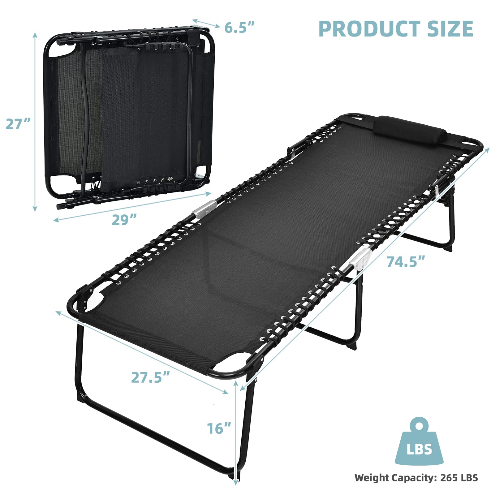 Giantex Patio Lounge Chair Folding Tanning Chair, Sunbathing Chaise Lounge W/Removable Headrest