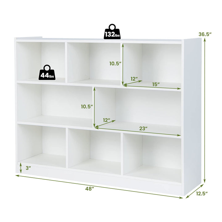 8 Cube Bookcase, Freestanding 3-Tier Open Bookshelf - Giantex