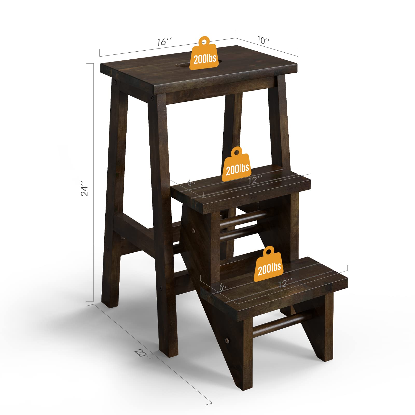 Folding 3 Tier Step Ladder - Giantex