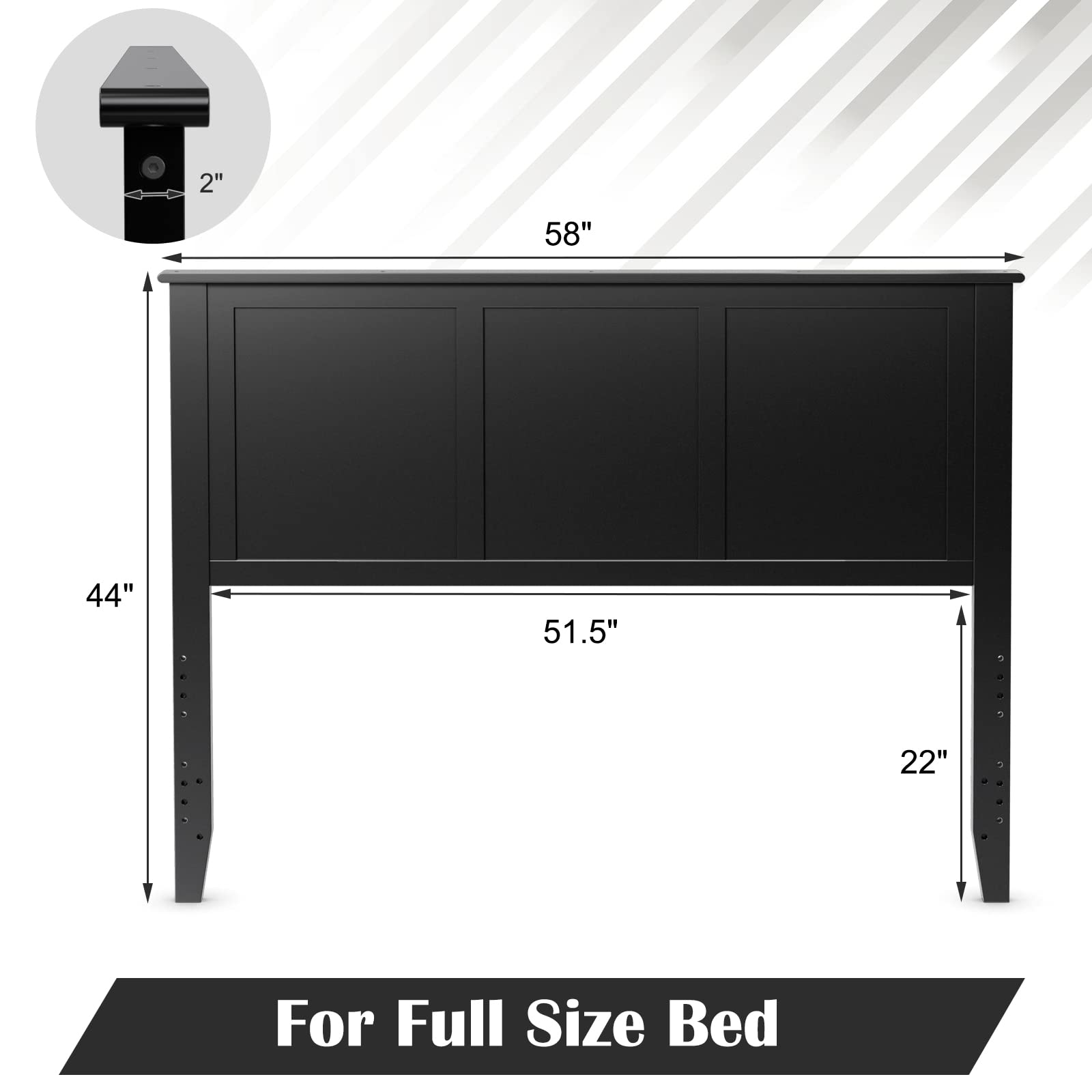 Giantex Wood Headboard, Flat Panel Headboard with Pre-drilled Holes for Height Adjustment