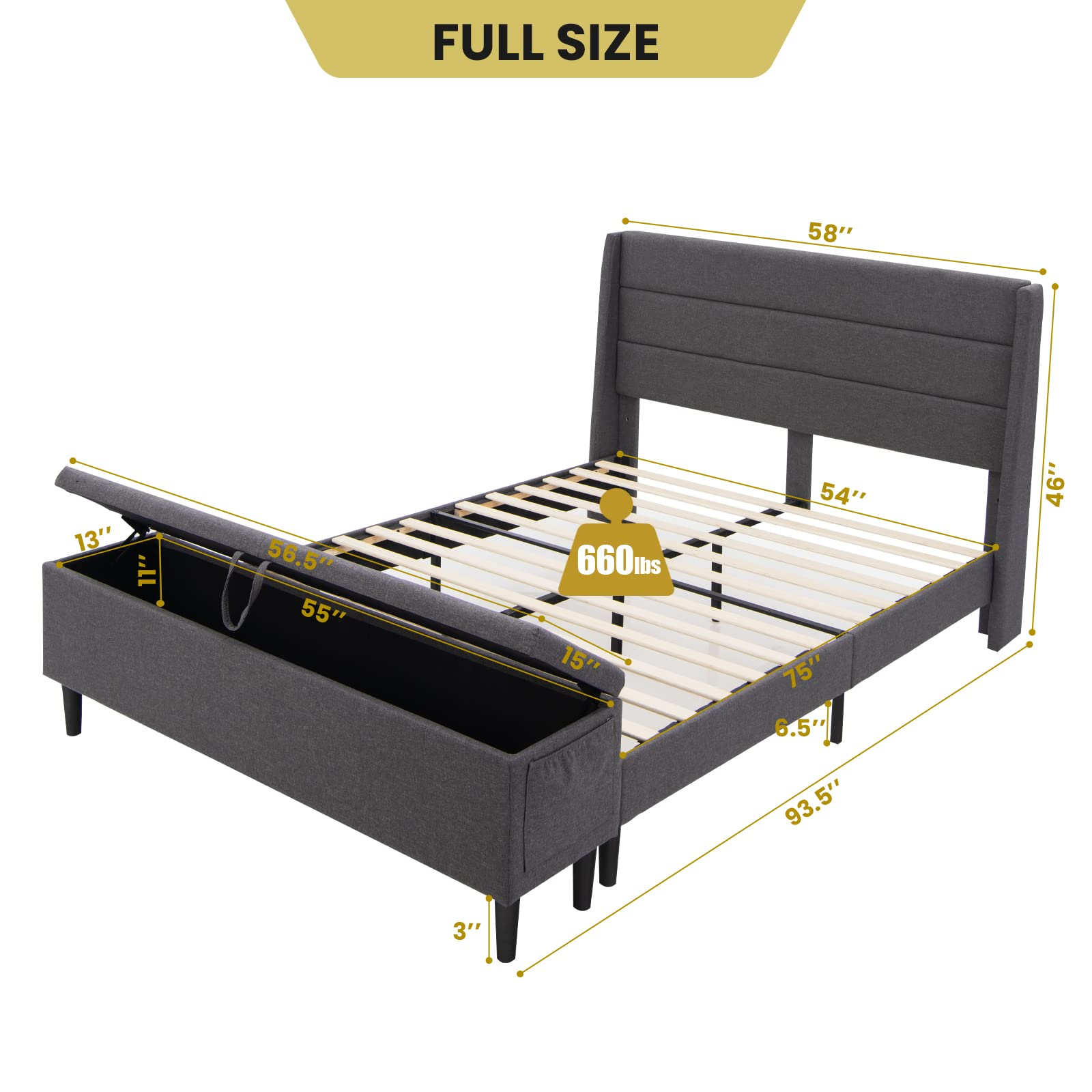 Giantex Bed Frame with Storage Ottoman