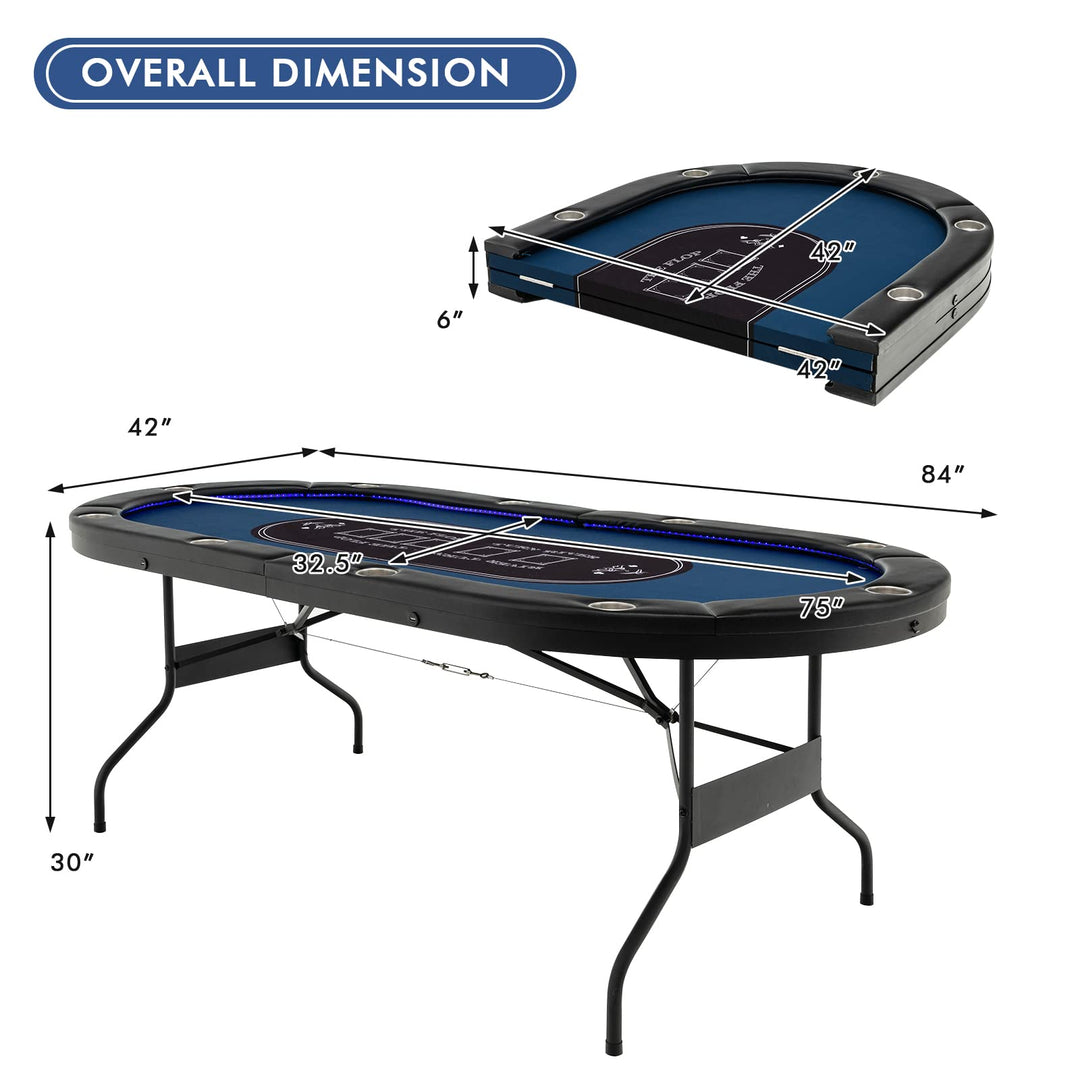 10 Players Poker Table with Cup Holder - Giantex