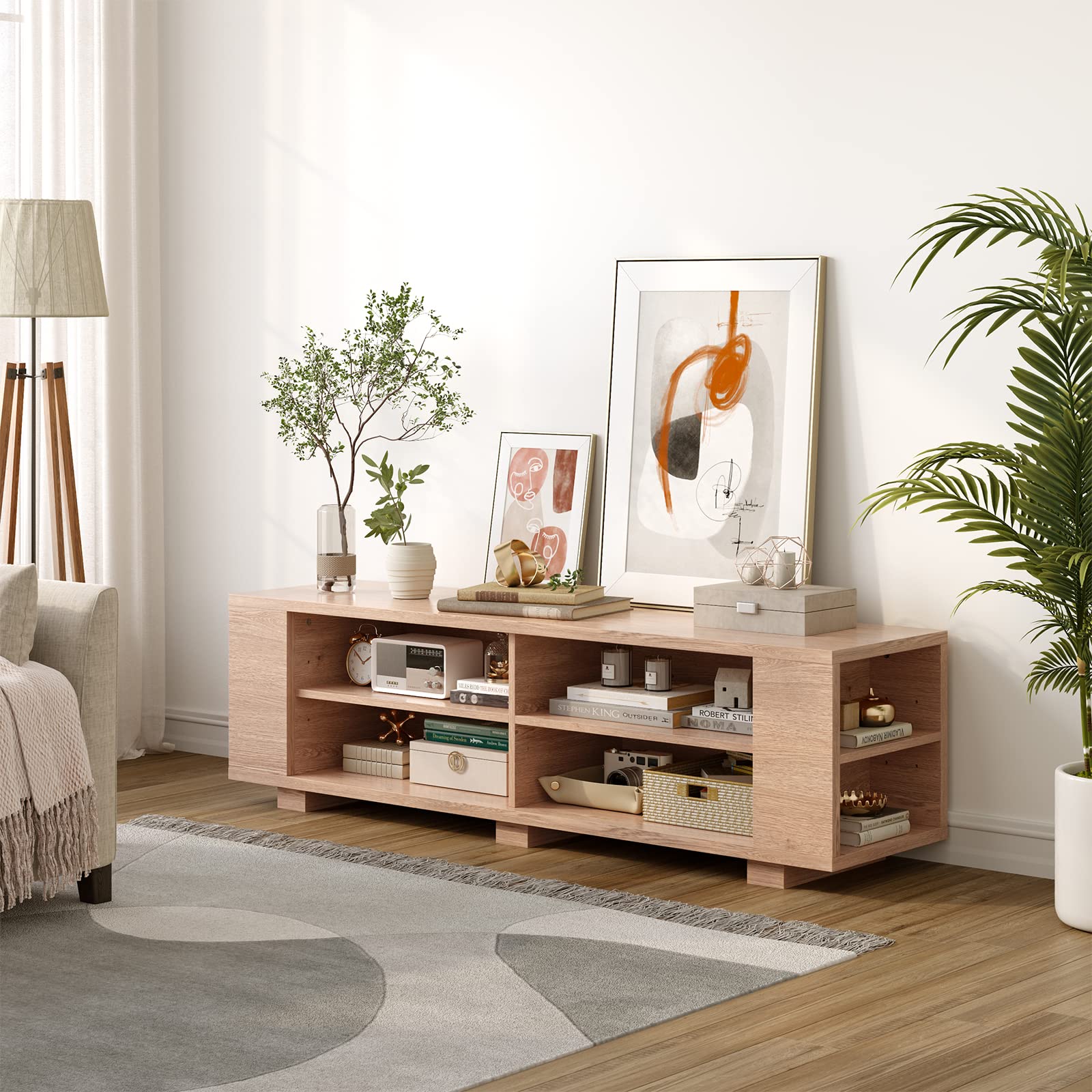 Giantex TV Stand Entertainment Center - Farmhouse Television Table up to 65 Inches TVs, 7 Colors