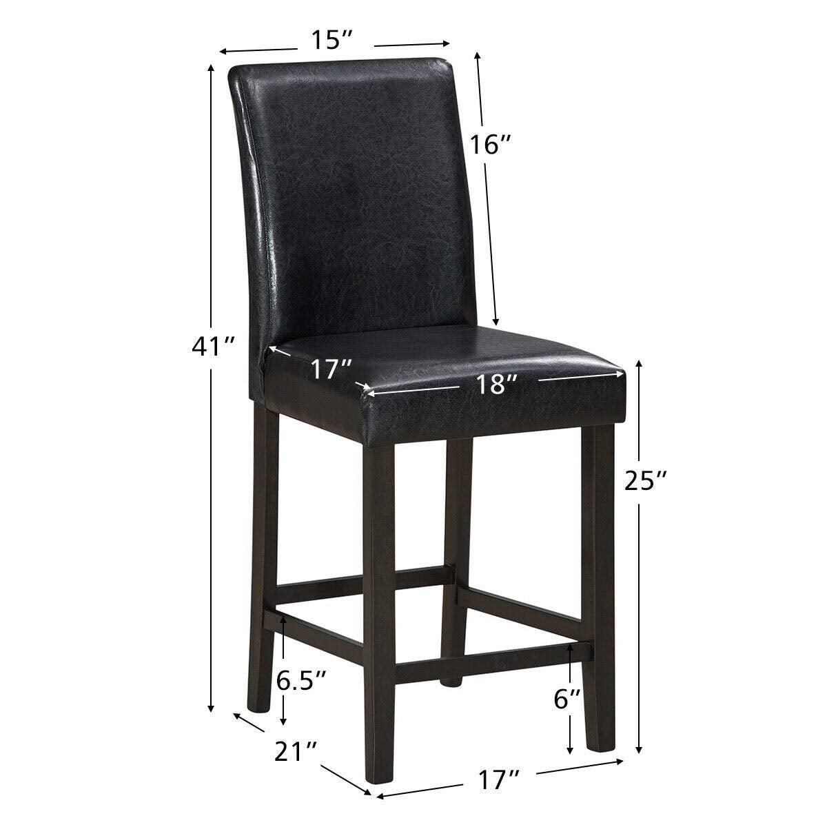Giantex 25 inch Wooden Vintage Bar Chairs, Counter Stools w/ Upholstered Foam Cushion & Solid Rubber Wood Legs