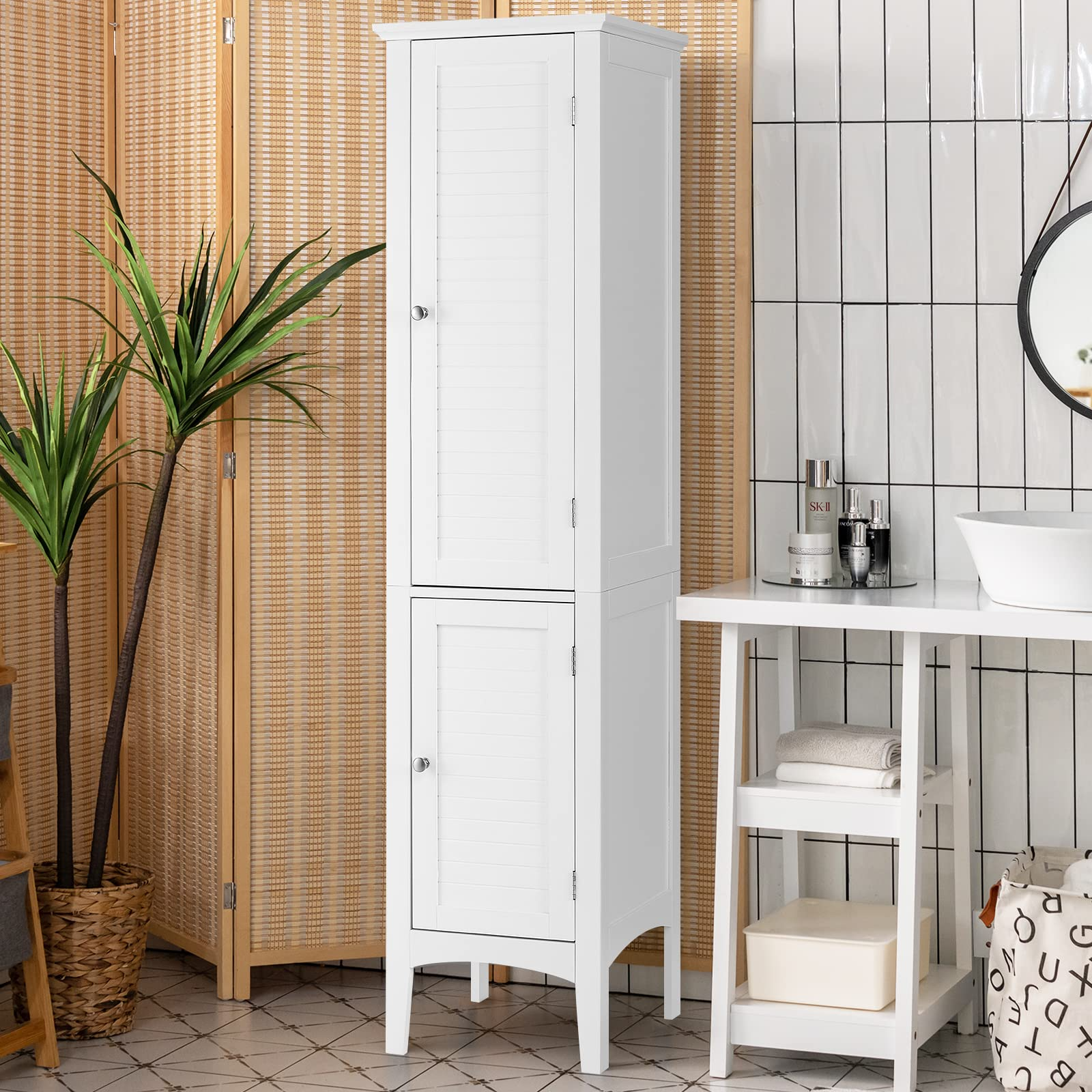 Storage Cabinet Bathroom High Cabinet with 5 Tier Shelves